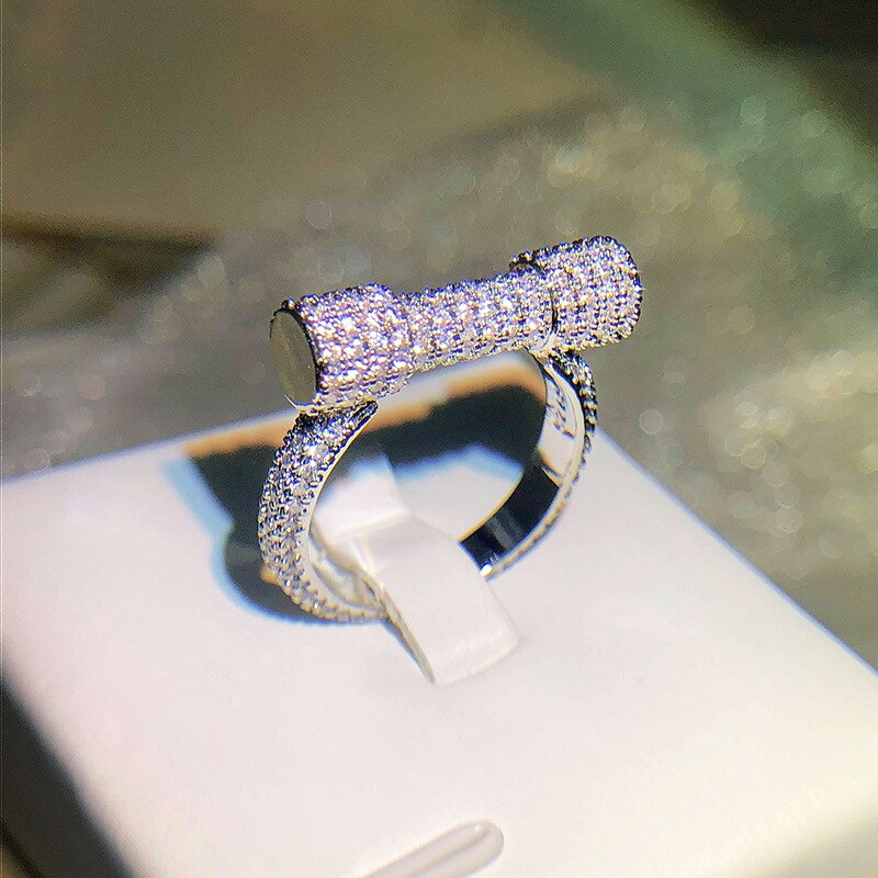 Creatieve Drie Layer Pin Ringen Voor Vrouwen Noble Zilver Kleur Aaa Cz Rock Punk Vinger Ring 2022 Korea Mode-sieraden: 9