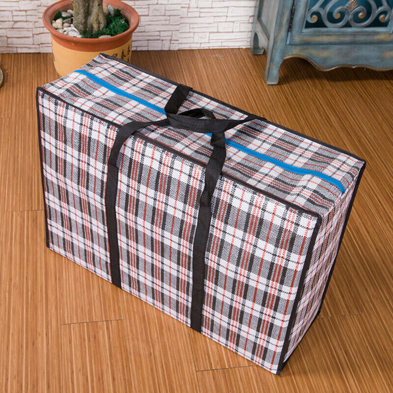 Portable Plastic Jumbo Laundry Zipped Reusable Large Strong Shopping Storage Bag Laundry Storage Case Luggage Bag with Zipper