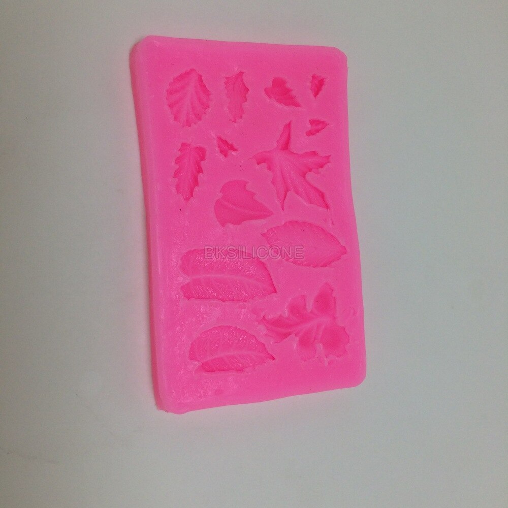 G2014 bladvormige siliconen mal voor taartdecoratie, gevormd met bladvormpjes van silicagel, 3d siliconen mallen van voedingskwaliteit
