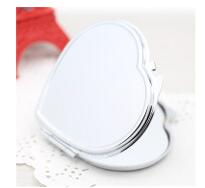 1 pcs 60 MM Blank Compacte Spiegel DIY Draagbare Metal cosmetische spiegel Zilver: heart