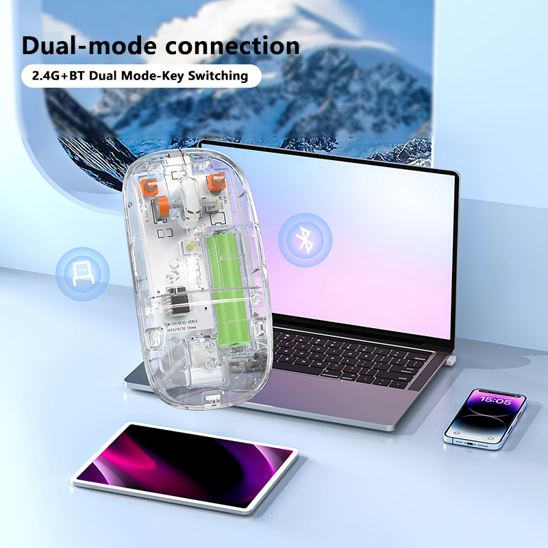 Rechargeable Gaming Mouse 2.4G Wireless Bluetooth Transparent Mouse For PC Computer Gamer For Laptop RGB Silence Ergonomic Mouse