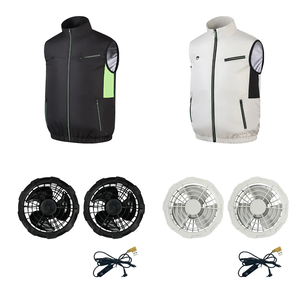 Koelvest Ijsventilator Vest 3 Versnellingen Usb Hittebestendige Airconditioner Kleding Vest Ademend Draagbaar Koelventilator Vest Camping