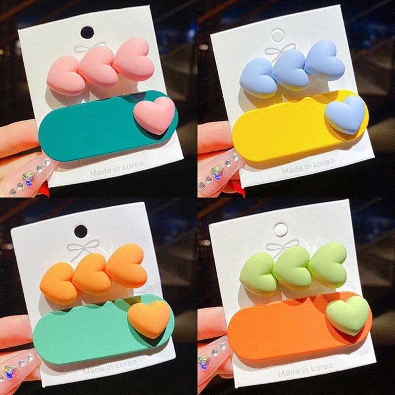 2Pcs Macaron Kleurrijke Baby Meisjes Haar Clips Leuke Hart Bb Clip Koreaanse Mode Kawaii Kids Prinses Haaraccessoires Haarbanden