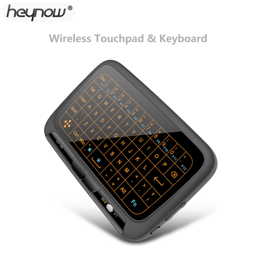 Heynow verlicht toetsenbord  h18 plus afstandsbediening air mouse en toetsenbord 2.4 ghz draadloos volledig touchpad voor android tv box pc