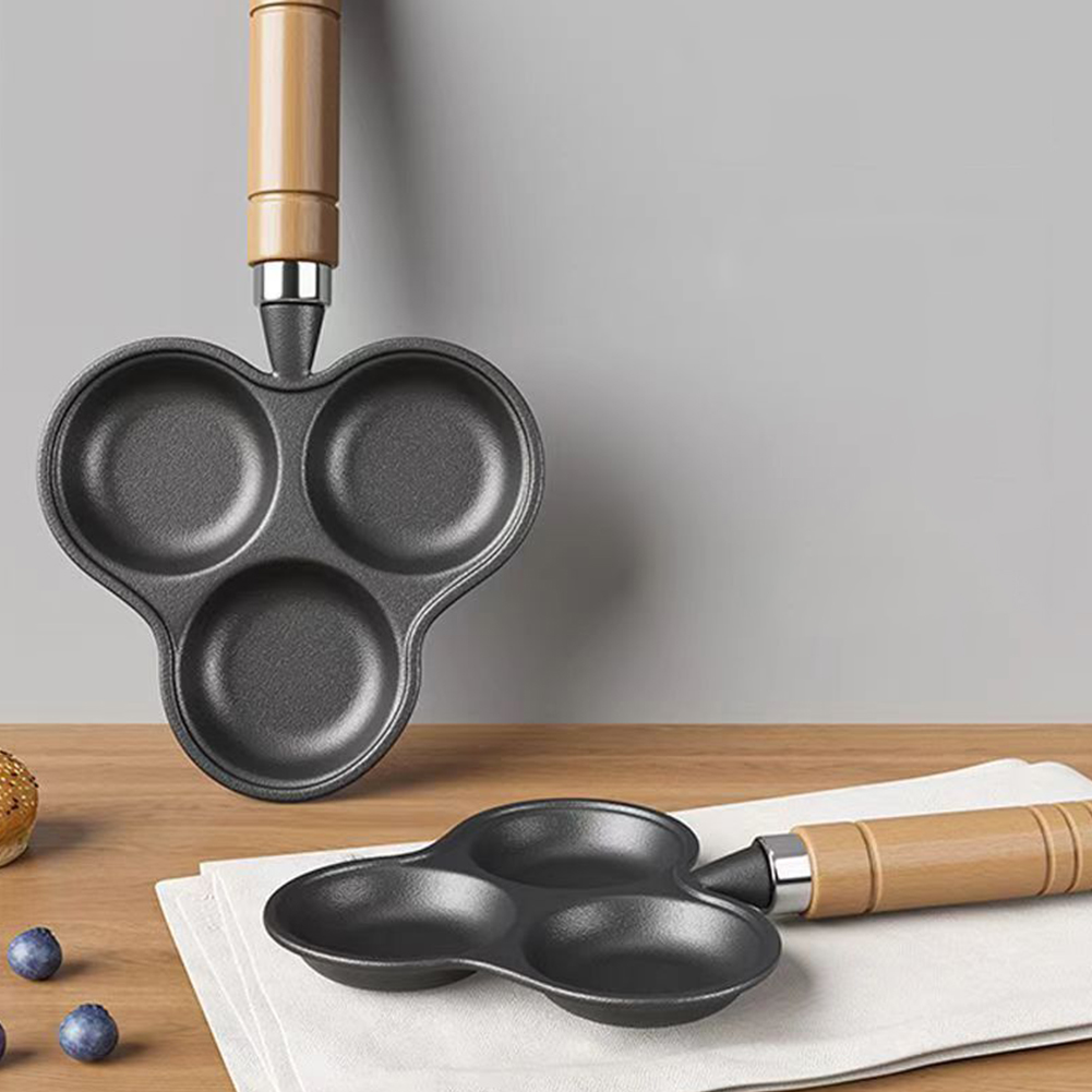 3-Cup Gietijzeren Ei Koekenpan Non Stick Eierkoker Omelet Pan Gebakken Ei Pan Voor Ontbijt Gebakken Ei pannenkoeken Steaks Hamburger