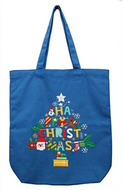 34*39Cm Halffabrikaten Leuke Kerst Kleur Canvas Tas Borduren Kit Handwerken Sets Voor Beginner Handgemaakte Canvas bag Xmas: Tree1