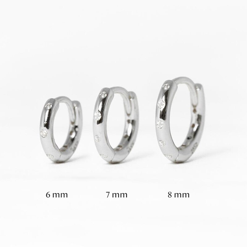 ROXI Small Geometry Crystals Hoop Earrings for Women Men Jewelry Round Earring Cartilage 925 Sterling Silver Pendientes: silver / 6mm