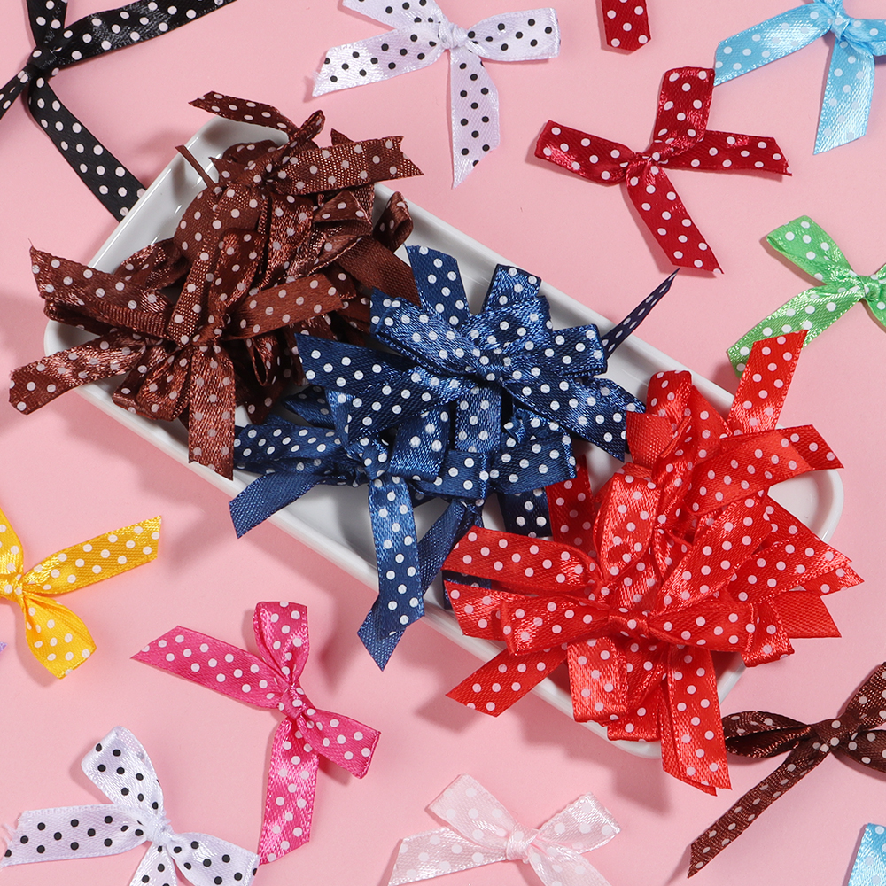 50 teile/los Farbe Polka Punkt Bogen Band Gebunden BöGen für Kleidung Party Dekoration DIY Haarnadel Handwerk Zubehör Materialien