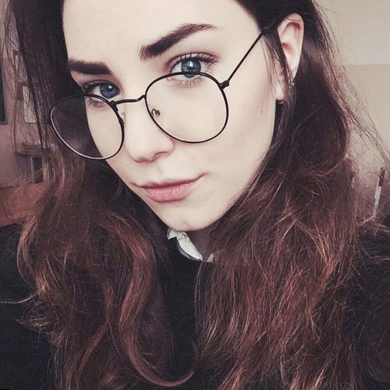 Frau Brille Optische Rahmen Metall Runde Brille Rahmen Klare linse Eyeweare Schwarz Silber Gold Brillen Oval