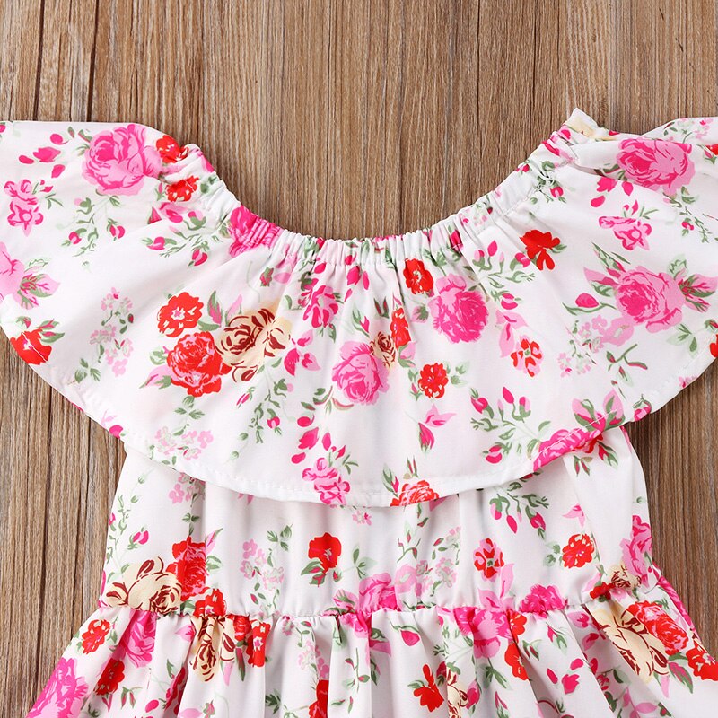 Moeder Dochter Jurken Familie Bijpassende Kleding Vrouwen Kid Meisje Bloemenprint Jurk Family Look Zomer Moeder En Dochter Kleding