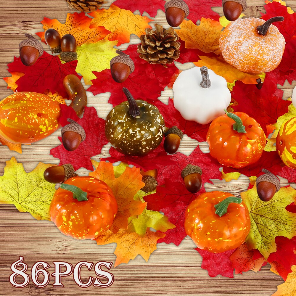 86Pcs Kunstmatige Pompoen Gouden Herfst Pompoen Halloween Pompoen Thanksgiving Decoratie Pompoen Props