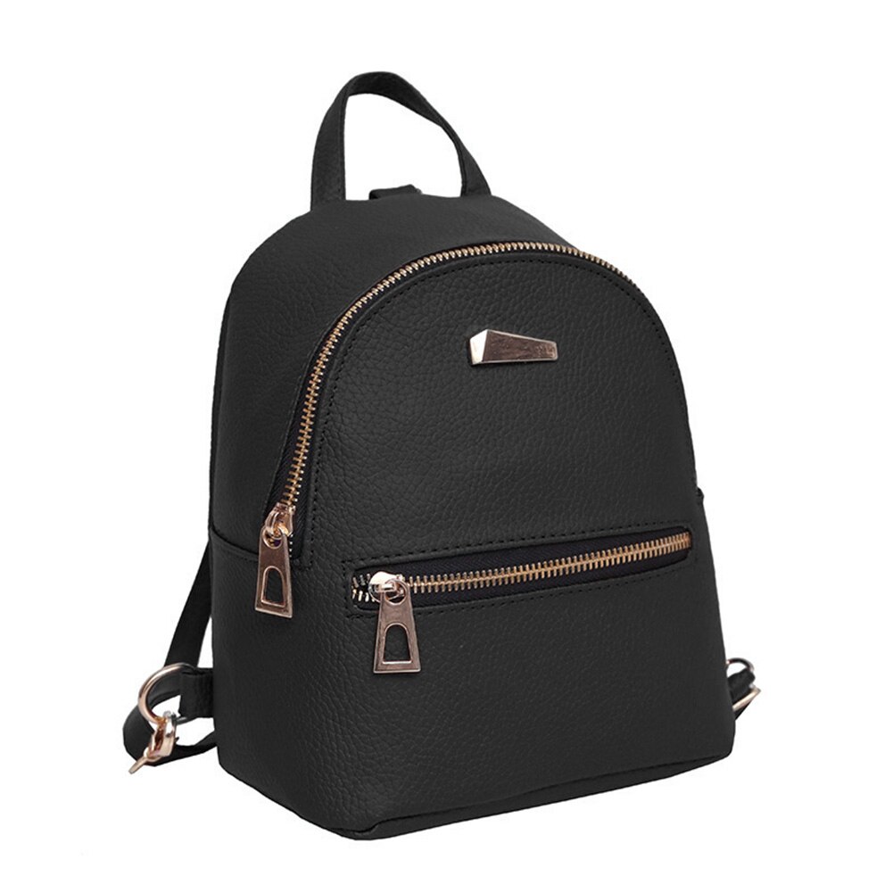 Bolso de viaje Casual para mujer, mochila De Cuero PU, mochila de hombros para Instituto, mochila Femenina Popular: Black