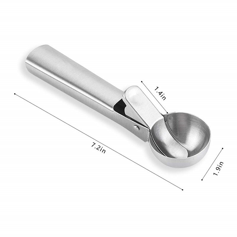 Solid Stainless Steel Ice Cream Scoop Cookie Scoop With Easy Trigger Dipper For Fruits Cookie Dough And Water Melon Spoon