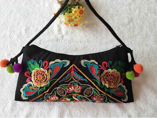 Bolso pequeño bordado de tela de tendencia nacional para mujer, bandolera de hombro cruzado, hecho a mano