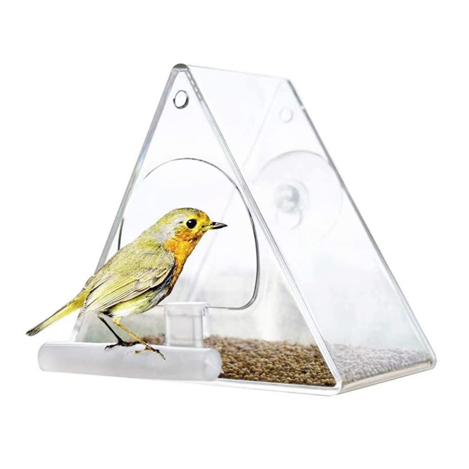 Bird Feeder Acrylic Transparent Window Viewing Bird Feeders Tray Birdhouse Pet Water Feeder Suction Cup Mount House Type Feeder