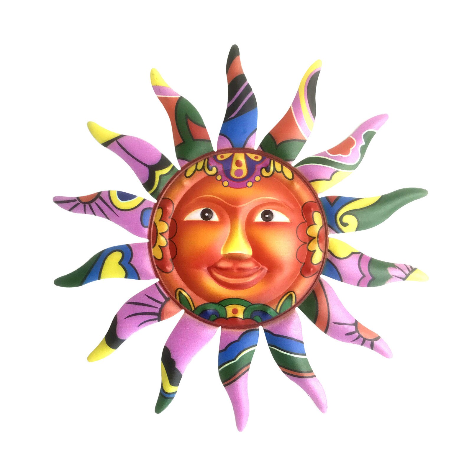 12.7 Inch Stylish Metal Sun Wall Art Decor Hanging Vivid Handmade Painting Home Decoration For Home Garden DIY Wall Decor: Pink 