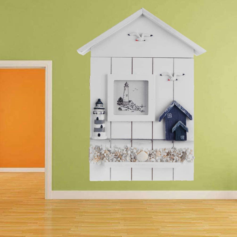 ! Mediterranean Style Key Cabinet Wood Nautical Style Wall Mounted Wooden Key Holder Storage Box Cabinet