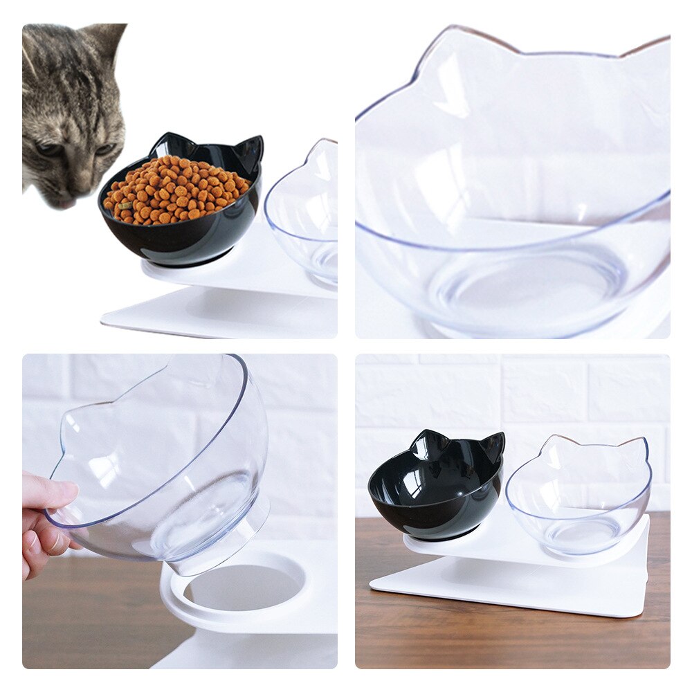 Antislip dubbele kattenbak, hondenbak met standaard, voerbak voor katten, waterbak voor katten, voerbakken voor honden, voerbak voor honden, benodigdheden