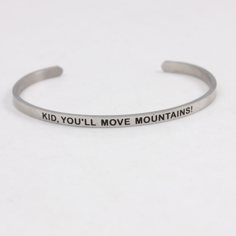 Neuheiten BROTHER Edelstahl Inspirational Positive Zitieren Manschette Mantra Armbänder & Armreifen Für Frauen Beste: KID YOU WILL MOVING