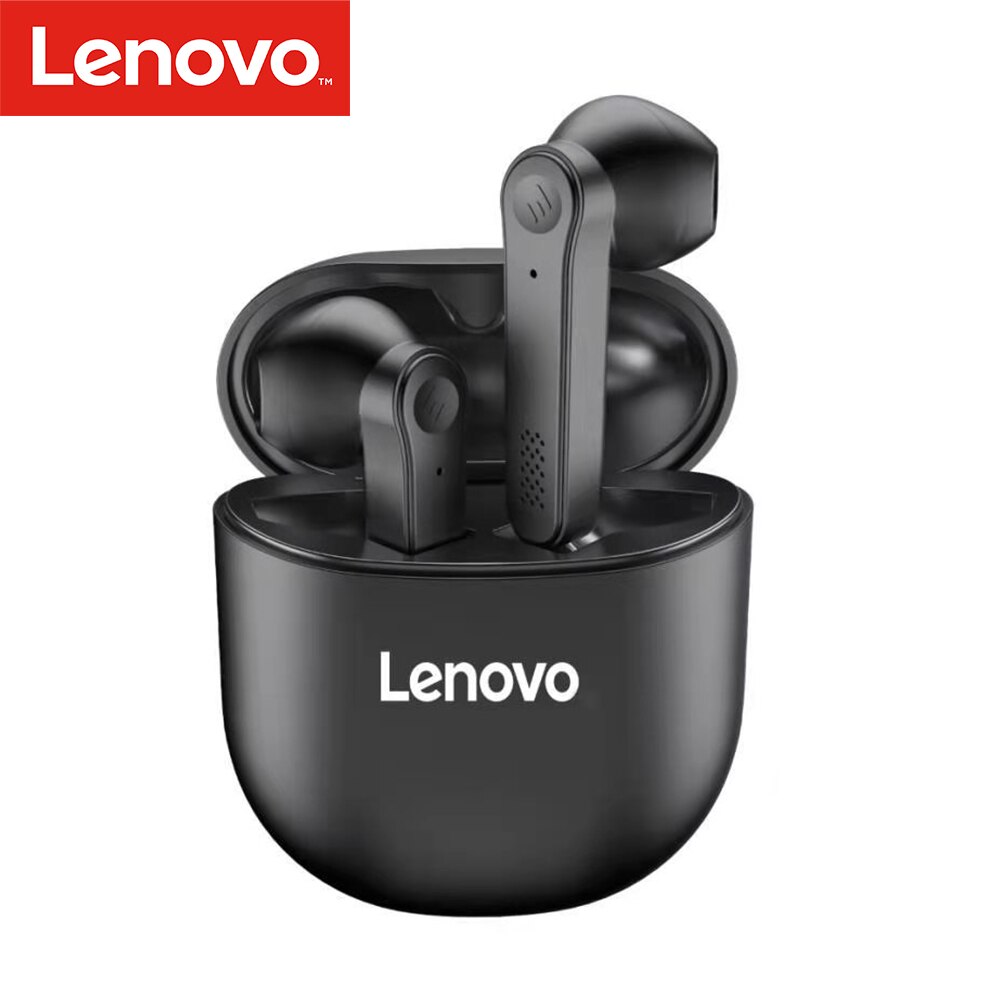 Lenovo-auriculares inalámbricos PD1 TWS BT 5,0, cascos genuinos con Control táctil, semirauditivos, binaurales tipo C con micrófono: Black