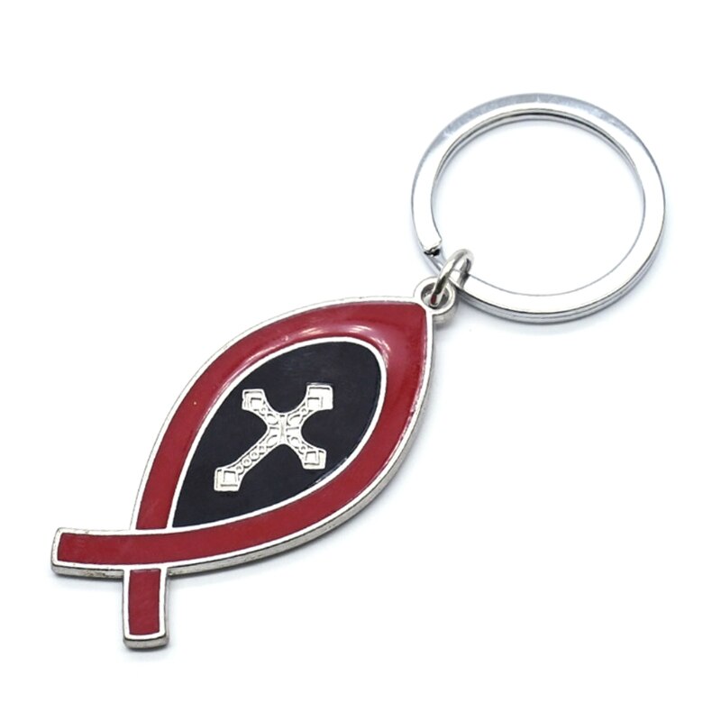 Kreuz Jesus Christus Schlüssel Schnalle Kirche Souvenirs Kurze Israel Fisch bilden Schlüssel Ring D0LD: 5