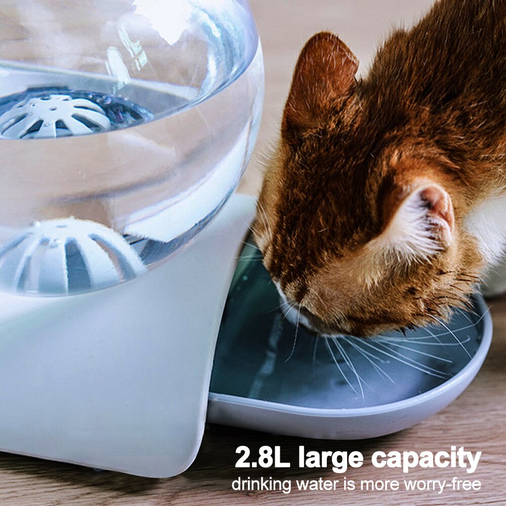 2.8L Automatic Water Dispenser Bubble Bowl Fountain Pet Cat Dogs Water Large Drinking Bowl Cat Drink Pet Supplies No Electricity