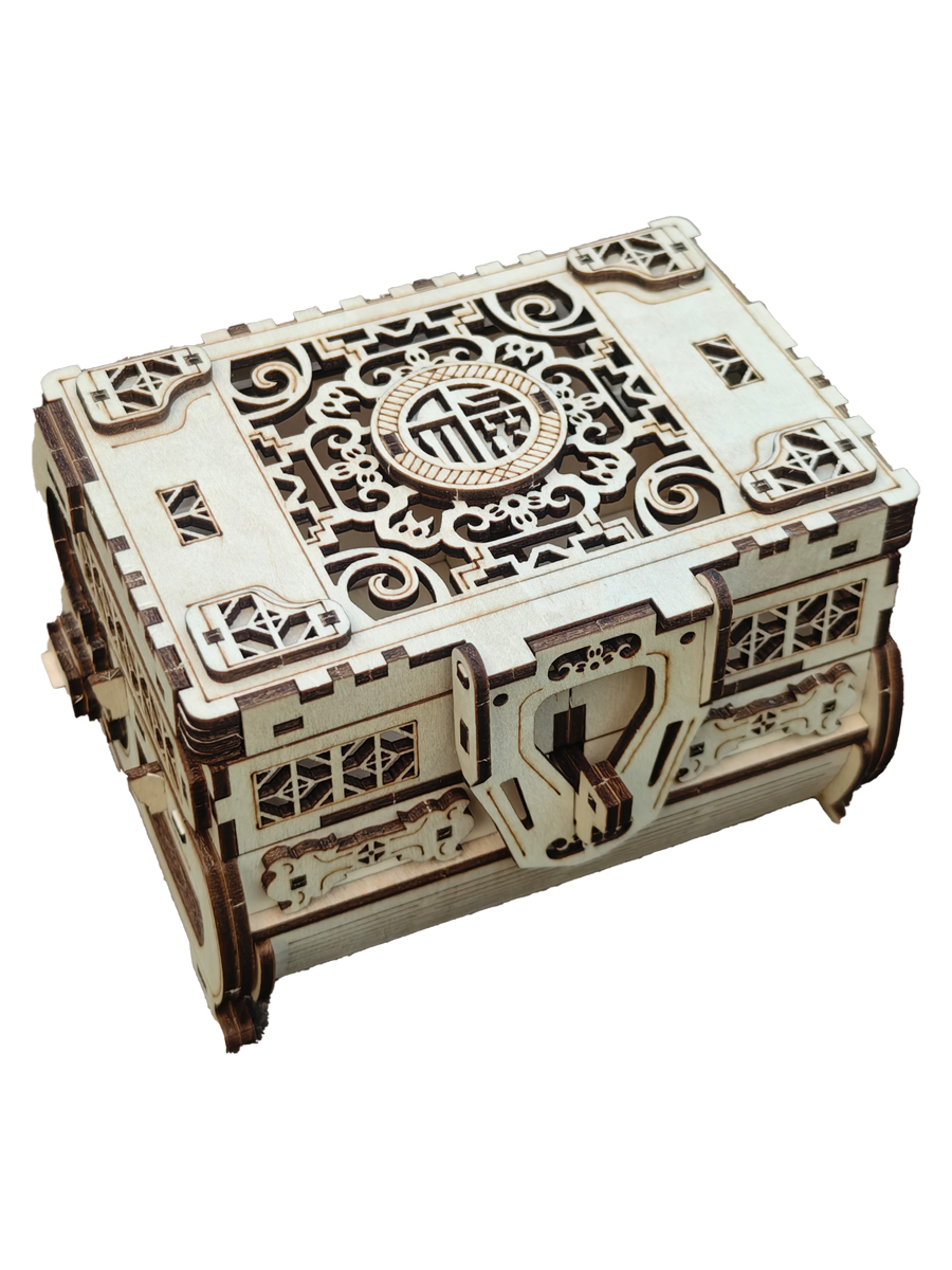 DIY 3D Treasure Box Wooden Puzzle Game Assembly Adult Building Block Jewelry Box: Default Title