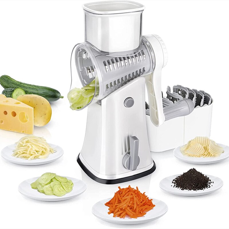 5 w 1 upadki pudełko warzywa Julienne krajalnica instrukcja krajalnica robić warzyw tarka okrągły frez ziemniaków Spiralizer gadżet domowy narzędzie: biały