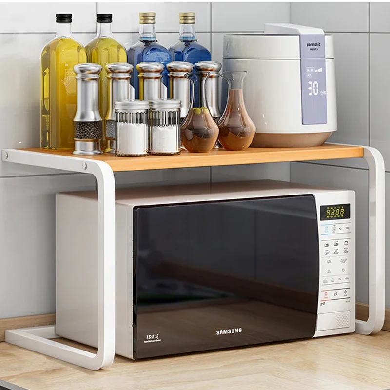 Rack de forno de cozinha doméstico, suporte de armazenamento multicamadas, organizador, suporte de metal removível, grande capacidade, rack de micro-ondas