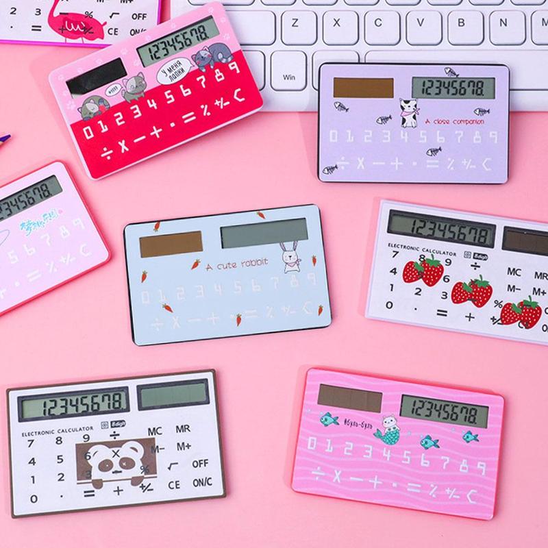 Słodki materiały piśmienne karta przenośny kalkulator mini Handheld ultra-chudy karta kalkulator słoneczny moc mały szczupły kieszeń kalkulator