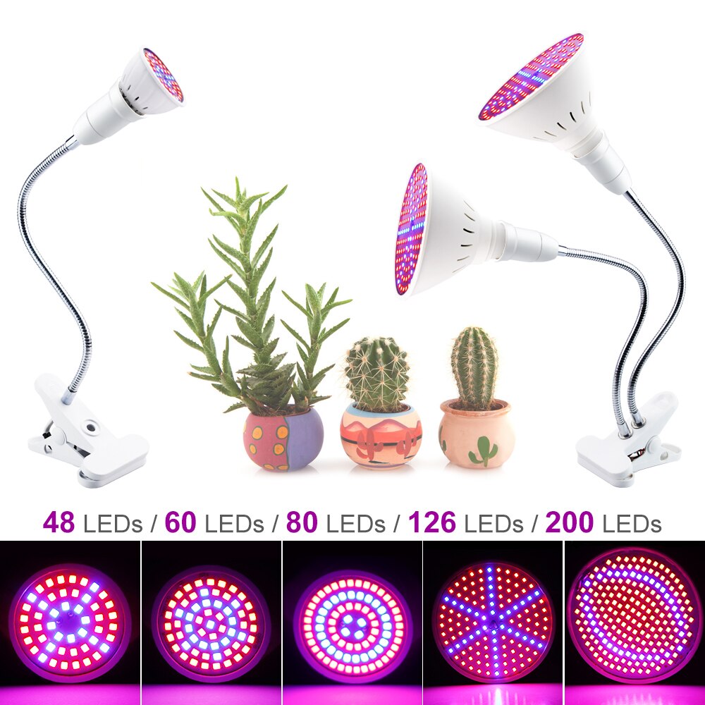 LED Double Head Plant Light Full Spectrum Greenhouse Seedling Fito Lamp 5W 7W 15W 20W Clip-on Indoor LED Growing Lights EU Plug