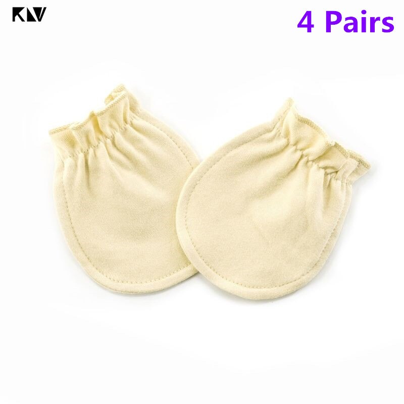 4 pares bebê luvas de algodão recém-nascido infantil elástico proteção rosto anti agarrar respirável anti riscando luvas quentes: Yellow