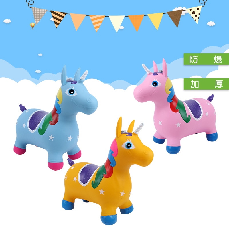 Rit Op Regenboog Eenhoorn Uitsmijter-Bouncy Opblaasbare Hopping Springen Dier Speelgoed voor Peuters