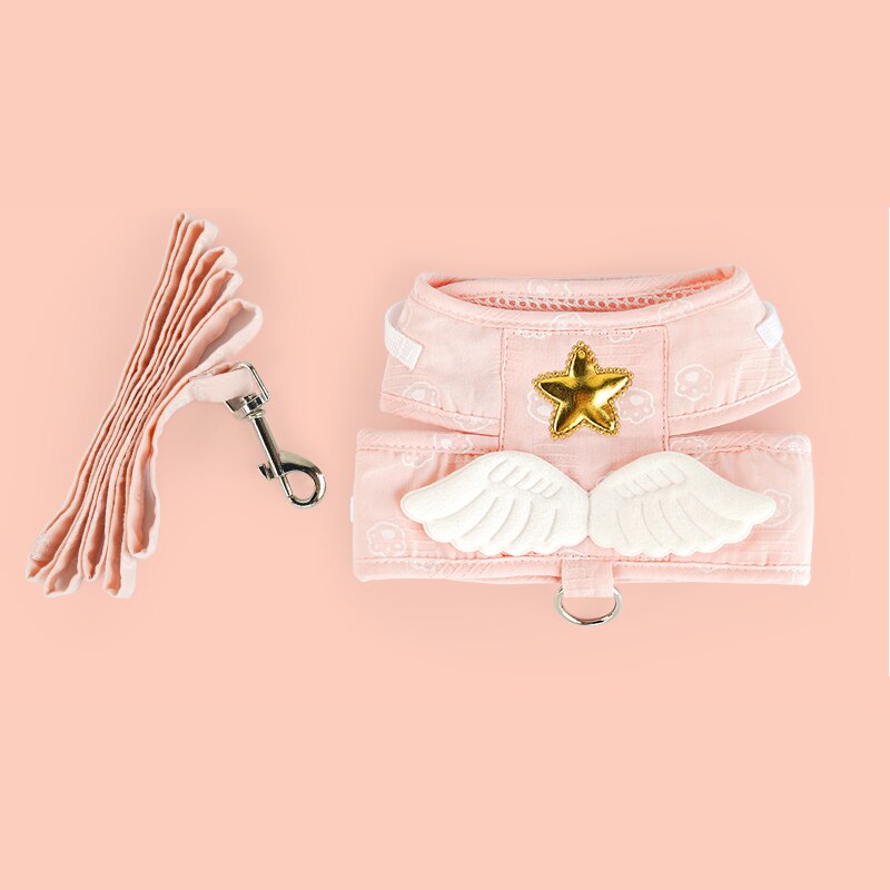 Conjunto de correa de arnés para mascotas, chaleco ligero ajustable para cachorros y gatitos, correa de plomo para caminar con Chihuahua, accesorios para gatos: Pink / M