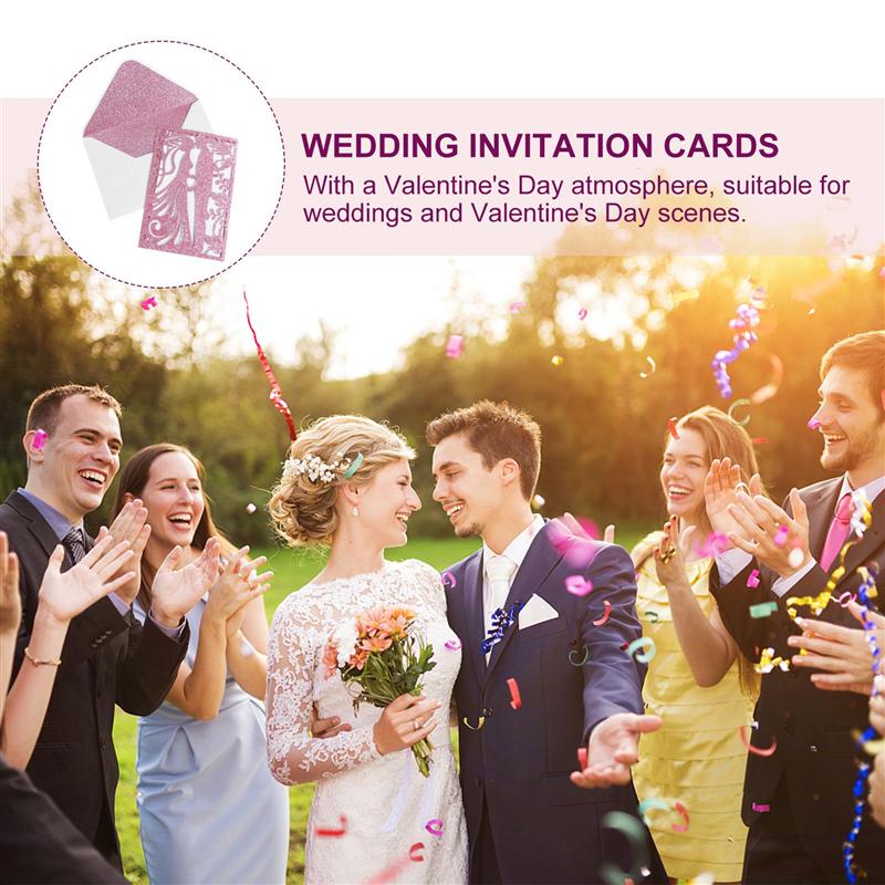 5pcs Wedding Invitations Bride Groom Lovely Paper Invitations Cards