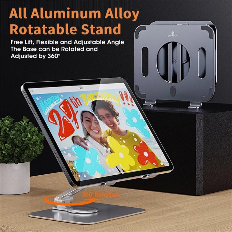 360 ° rotatable portable adjustable aluminum alloy tablet stand desktop metal telescopic stable base holder for iphone ipad
