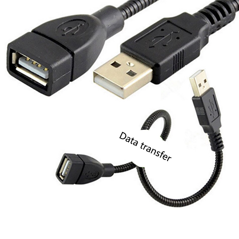Flexible Metal USB Extension Cable Male to Female Power Supply Extender Data Cord 35cm