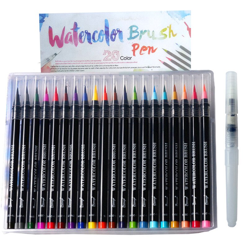 20pcs/Set Calligraphy Pen Art Sets Watercolor Pens Comic Hand-painted Soft Pen Practical Painting Supplies Sets