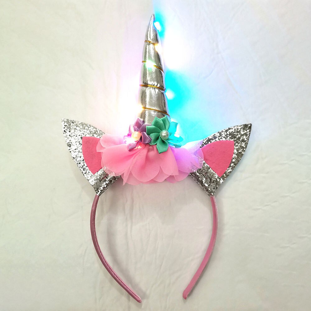 Halloween Party Unicorn Glowing Headband Unicorn Headband With Light For Prom Halloween Birthday Party