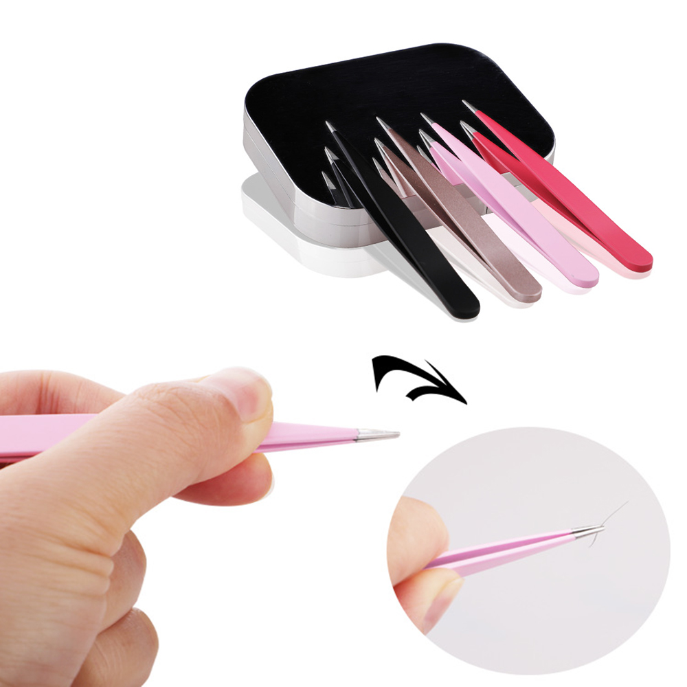 3Ppcs/Set Professionele Wenkbrauw Pincet Rvs Punt Tip/Slant Tip/Flat Tip Ontharing Makeup tool Kit TSLM1