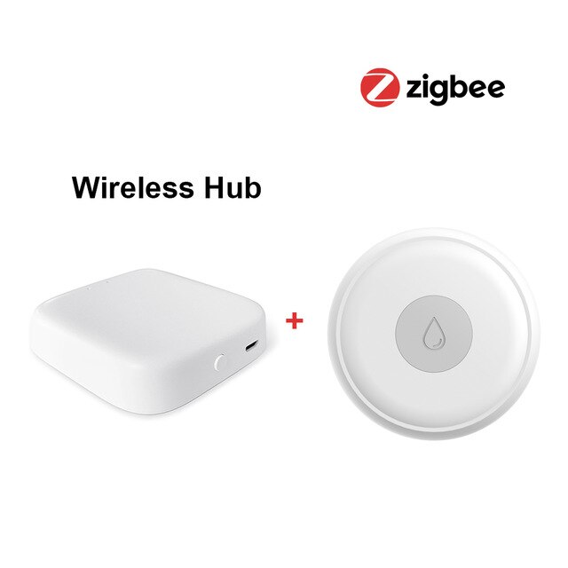 ZigBee Smart Flood Sensor Water Leakage Detector Flood Overflow Alert Security Alarm System Tuya/Smart Life App Remote Control: Gateway and sensor