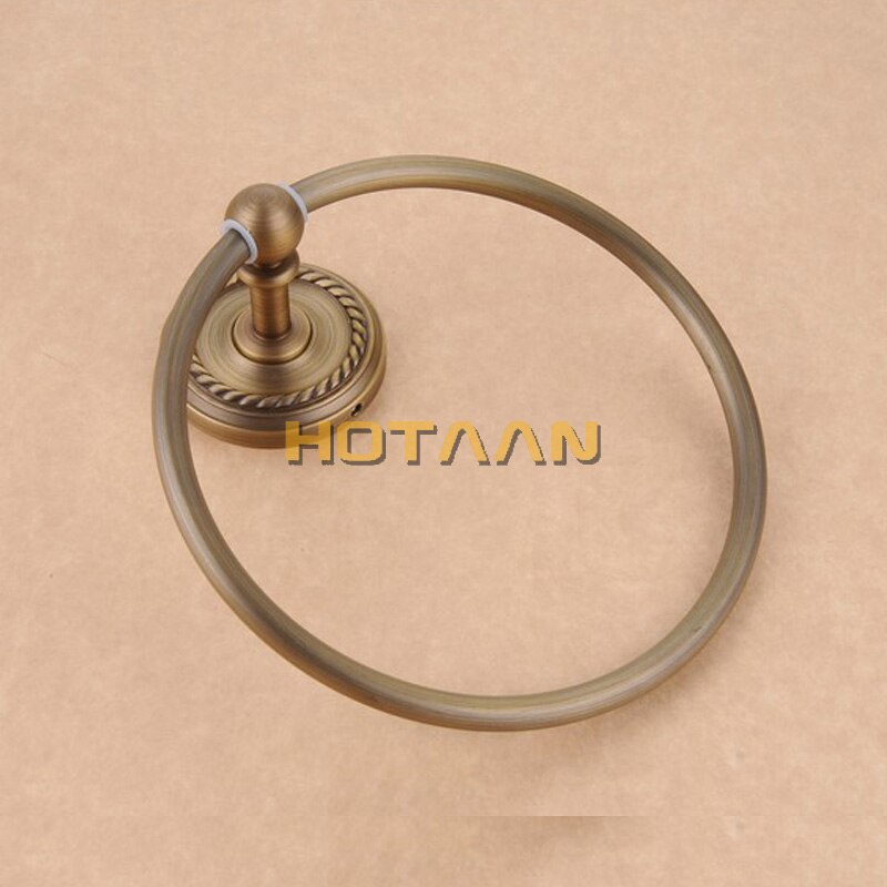 , , Badkamer Handdoekhouder, massief Messing Muur Gemonteerde Ronde Antieke Koperen Handdoek Ring, Handdoekenrek, YT-12291