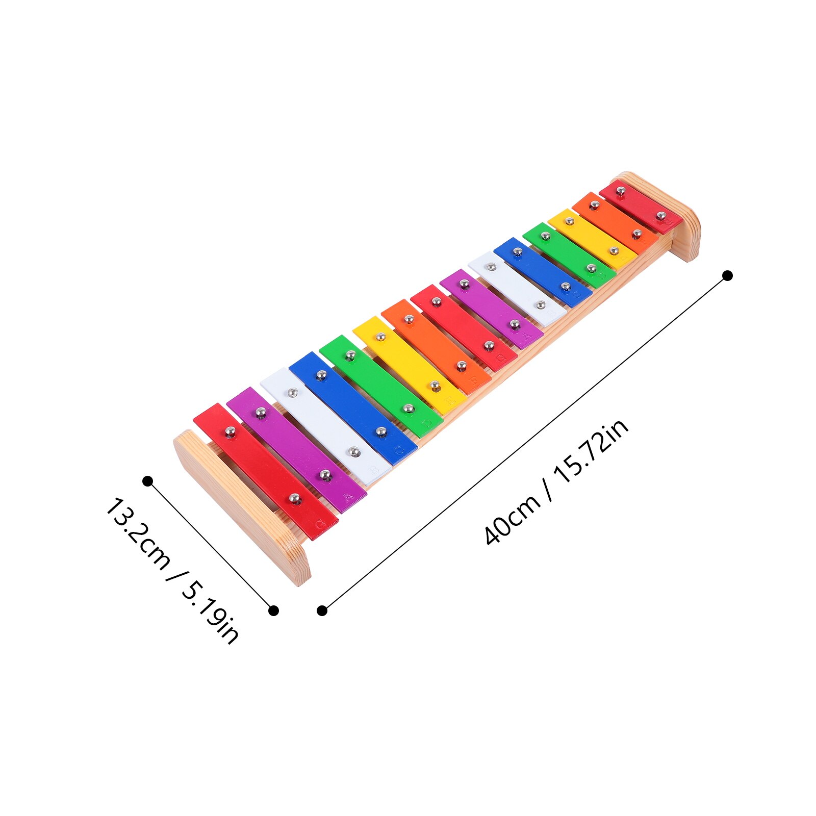 Natuurlijke Houten Peuter Xylofoon Multi-Gekleurde Metalen Bars Glockenspiel