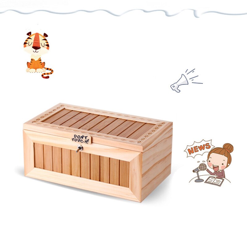 1Pc Houten Nutteloos Doos Laat Me Alleen Box Meest Nutteloos Machine Niet Touch Tijger Speelgoed Met Licht usb