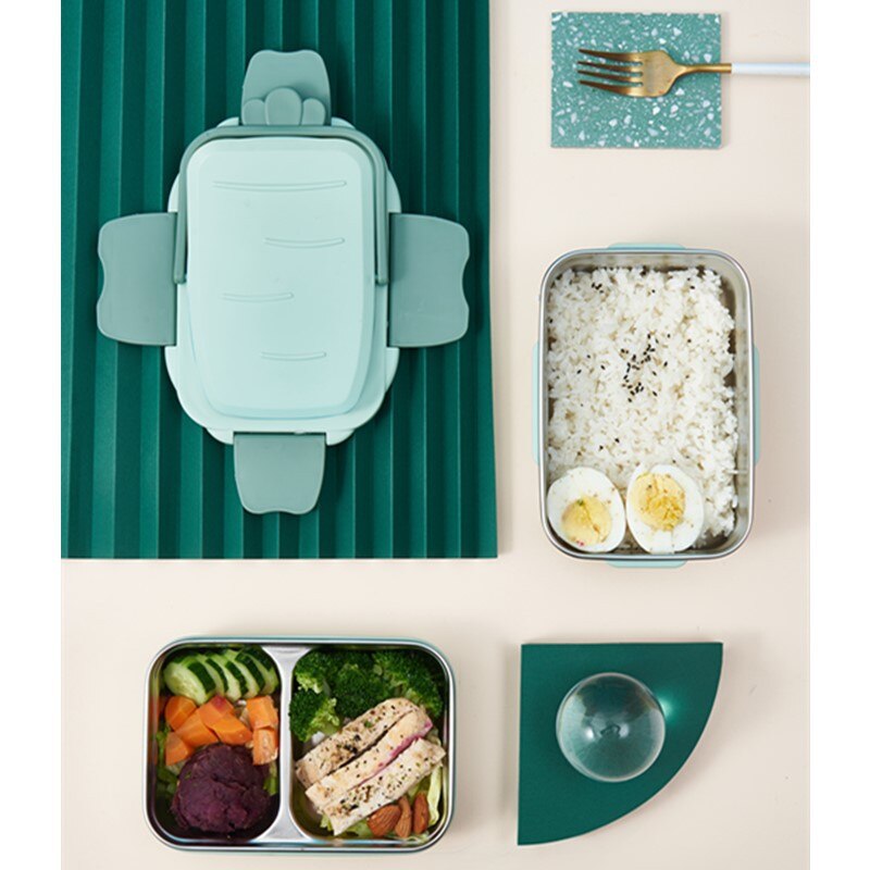 Cute lunch box children portable outdoor double-layer stainless steel lunch box insulation and leak-proof food container kitchen