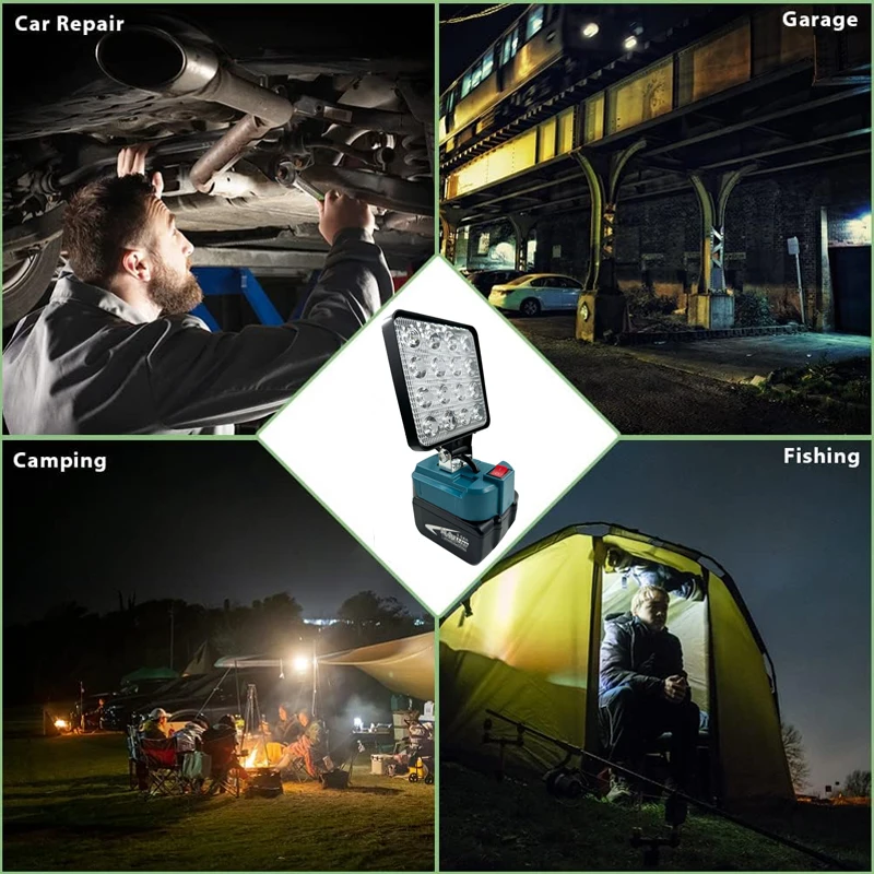 LED Werklampen Camping Lamp Zaklamp Spotlight Voor Makita 18V Lithium-ion Batterij BL1830 BL1815 Draadloze LED Lamp verlichting