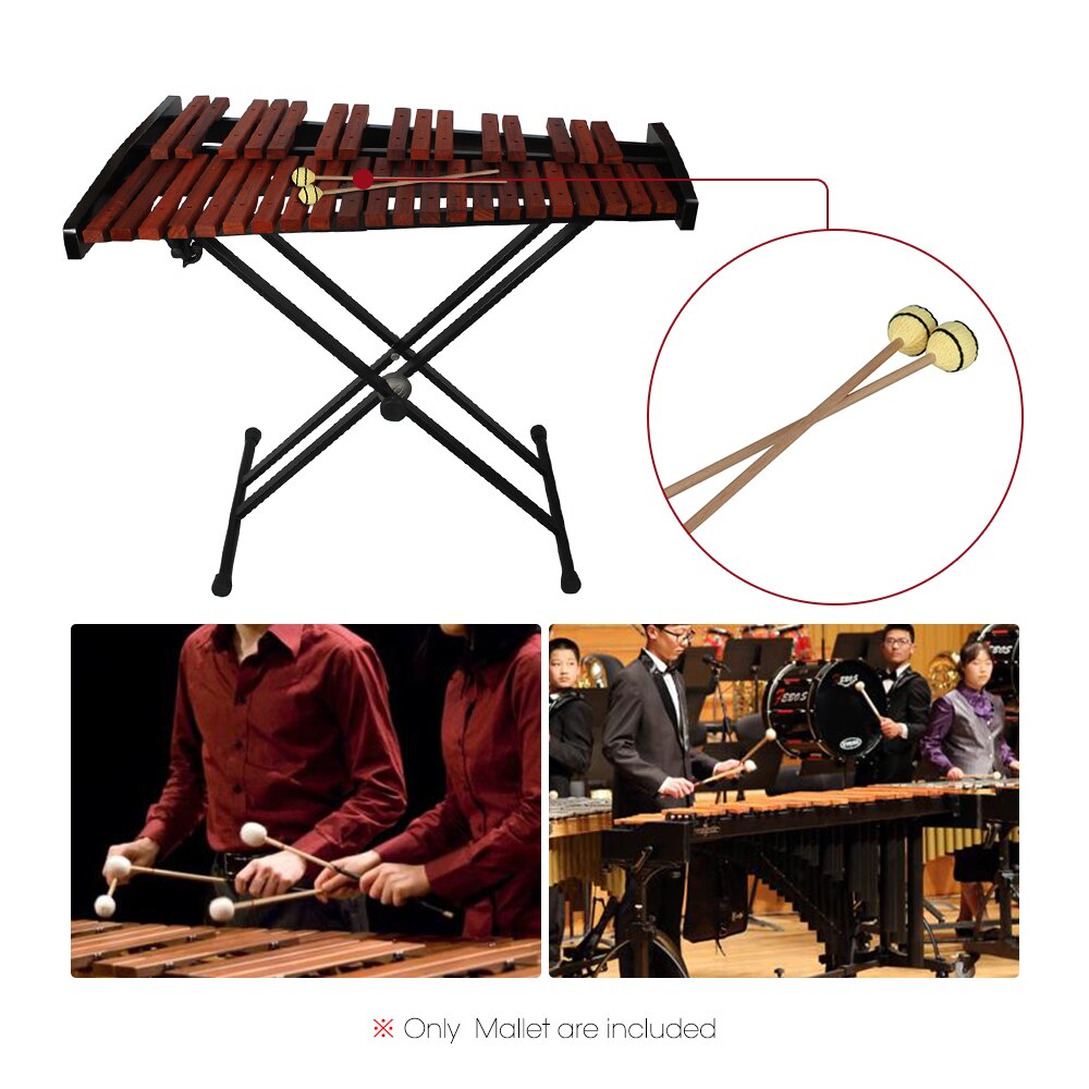 1 par marimba stick mallets xylofon glockensplel hammer med bøg håndtag instrument tilbehør til professionelle amatører