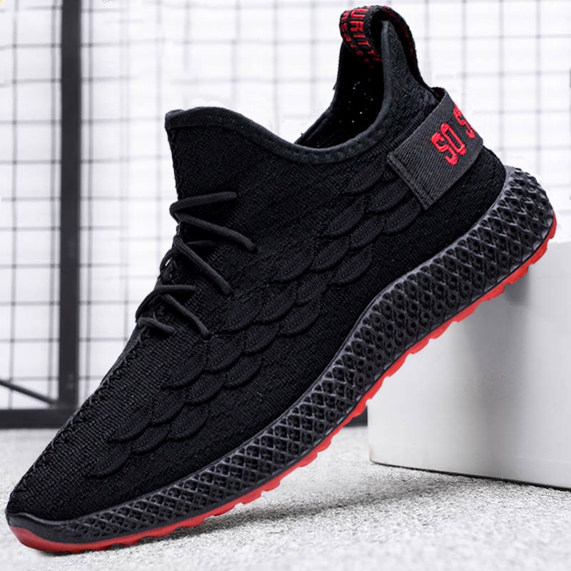 Mannen Schoenen Lac-Up Mannen Casual Schoenen Comfortabele Ademende Mesh Walking Sneakers Zapatillas Hombre: Black / 44