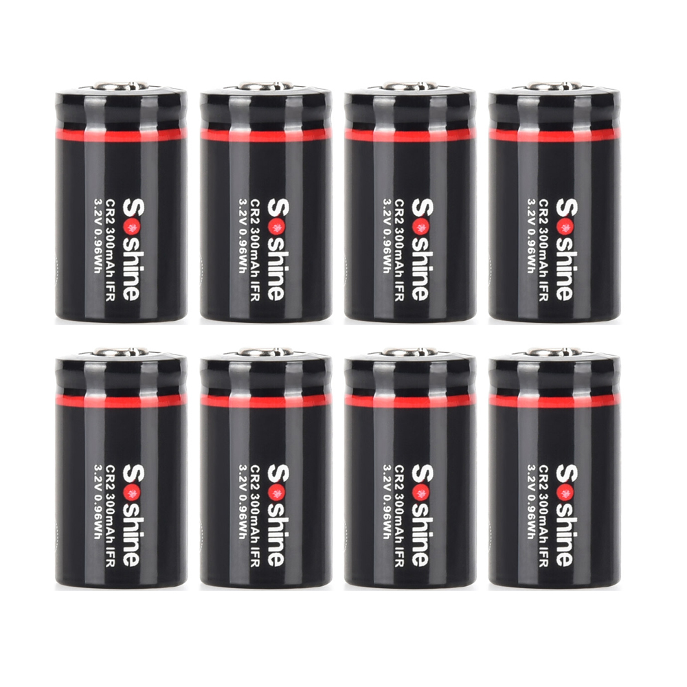 Soshine CR2 LiFePo4 Rechargeable Battery and 3.2V LiFePo4 Battery Charger 300mAh 15266 2000 Time Discharge Cycle Batteries Toys: GRAY