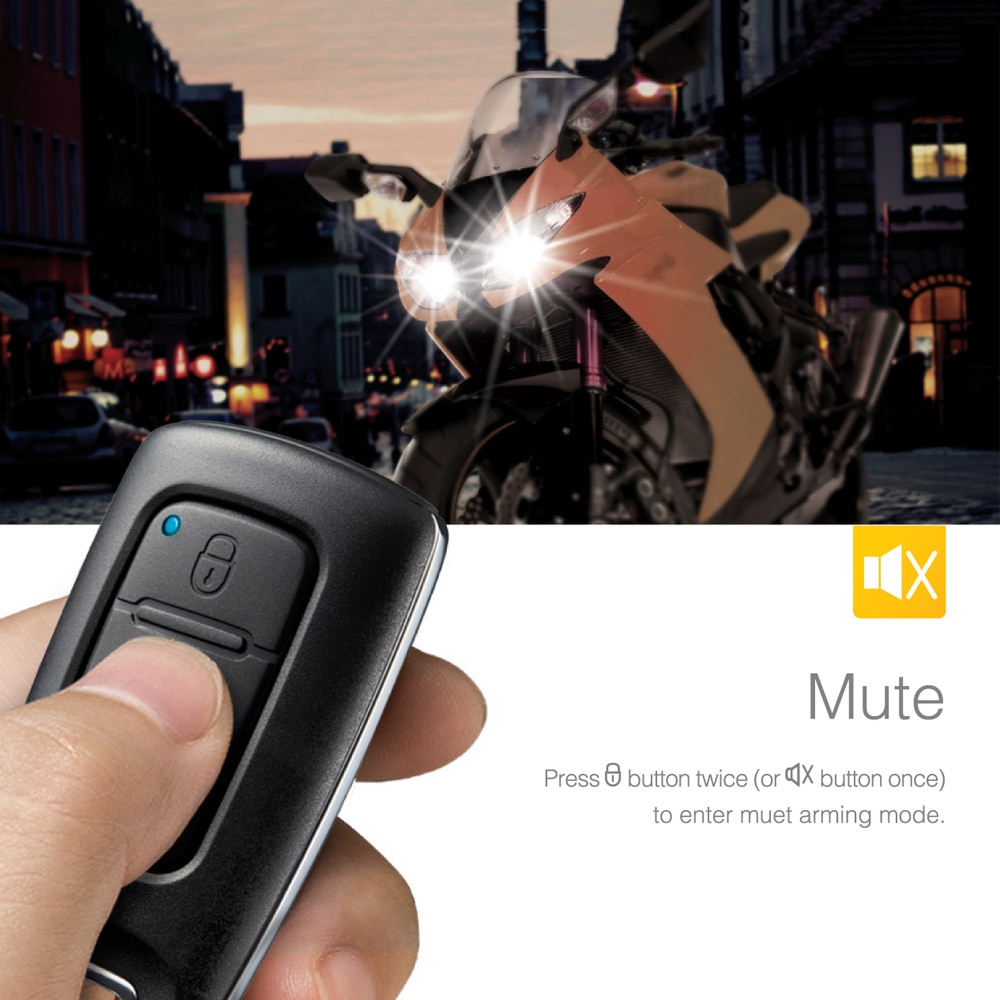 886E 1 Way Motorcycle Alarm System Water Resistant ECU Motorcycle Engine Immobilization with Fashionable Transmitter